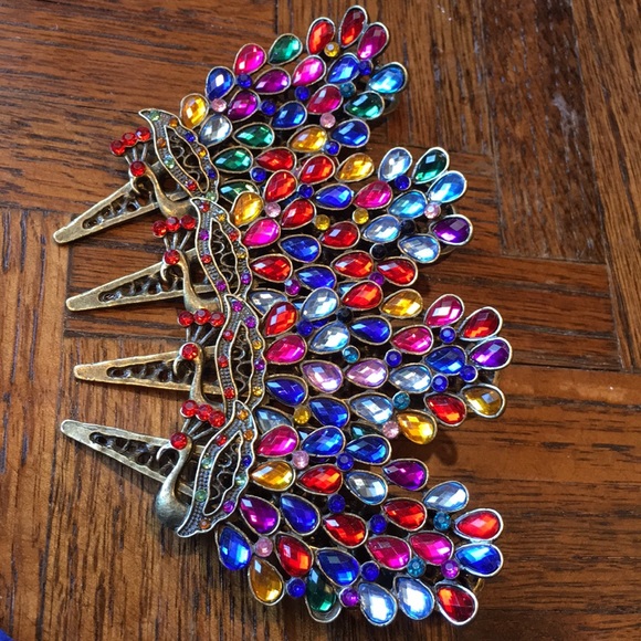 Peacock Hair Clip Multicolor - Picture 4 of 8